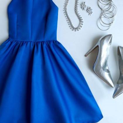 Yellow A Line Spaghetti Straps Satin Homecoming Dress with Pockets LBQH0002 main image 1