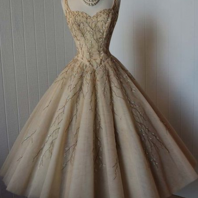 Vintage Prom Dress, Grey Prom Dresses, Beading Crystals Homecoming Dress, Tulle Homecoming Gown