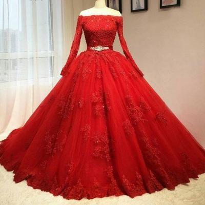 Red Lace Wedding Dress,Wedding Dresses,Tulle Bridal Dresses