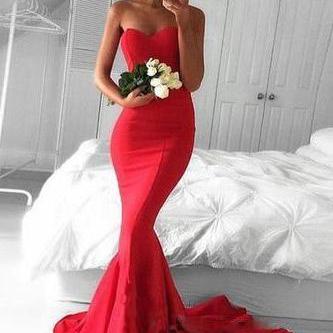 Long custom Prom Dress,red Prom Dress, strapless Prom Dress,mermaid Prom Dress, jersey prom dress,popular prom dress,prom dress,sexy prom dress,junior prom dress