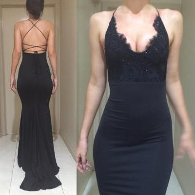 Mermaid Prom Dresses,Black Lace Prom Dress,Prom dress,Modest Evening Gowns,Cheap Party Dresses,Graduation Gowns