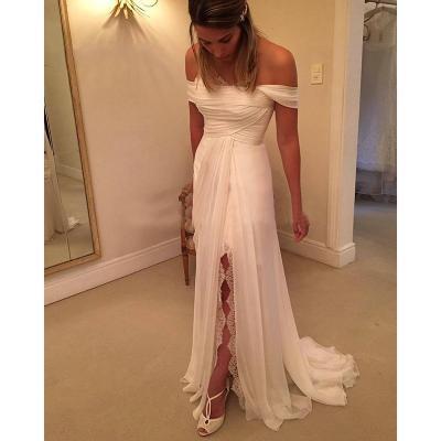 Wedding Dress,Fashion Off Shoulder Bridal Dress,Gowns Sweep Train Mermaid Lace Long Front Split Wedding Dress