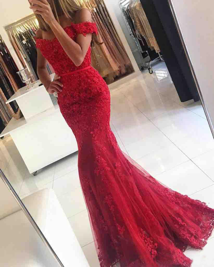 red mermaid ball gown