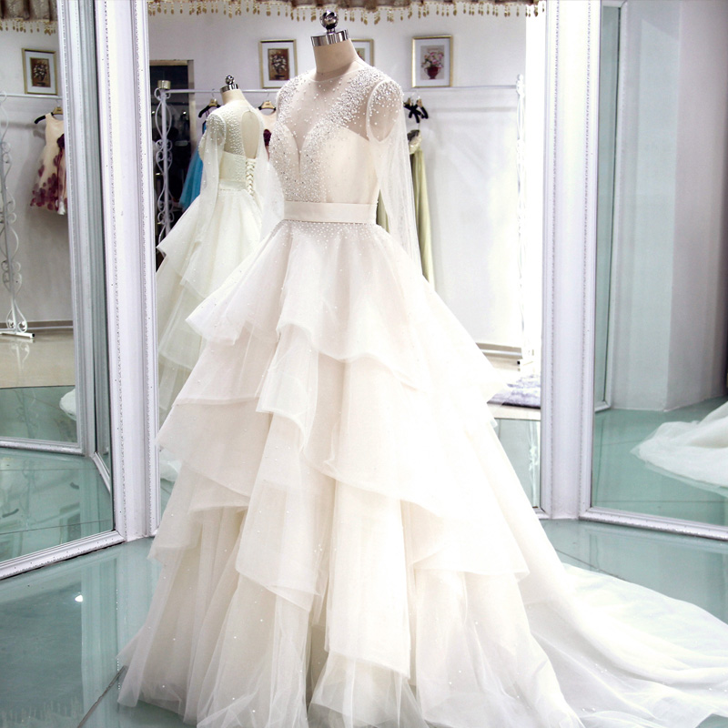 ruffle wedding dress with sleeves