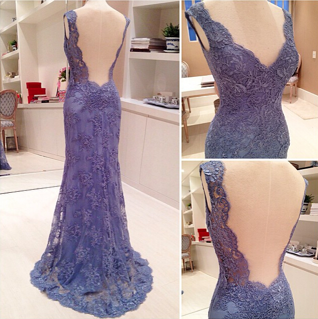 blue lace evening gown