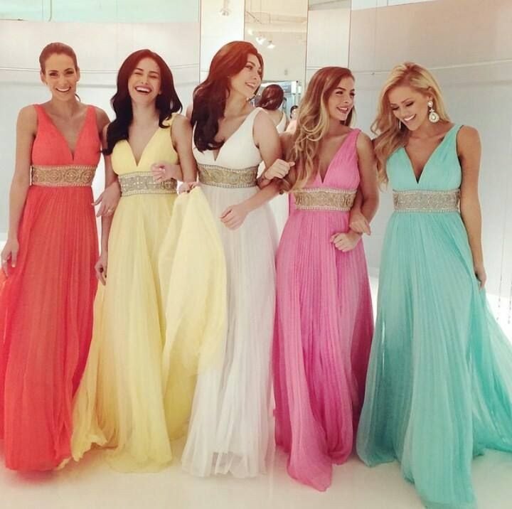 pastel coloured bridesmaid dresses