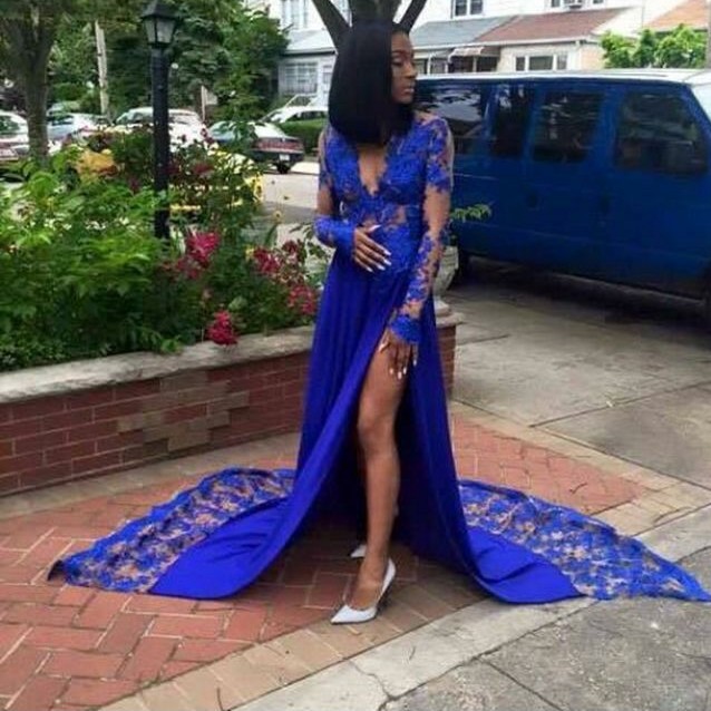 Sexy royal hotsell blue prom dress