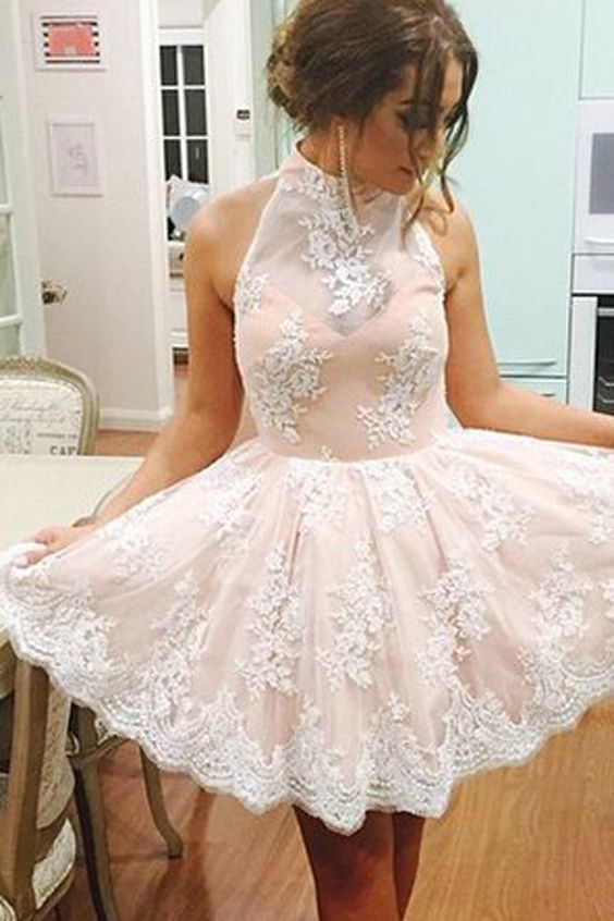 Short Champagne Homecoming Dress