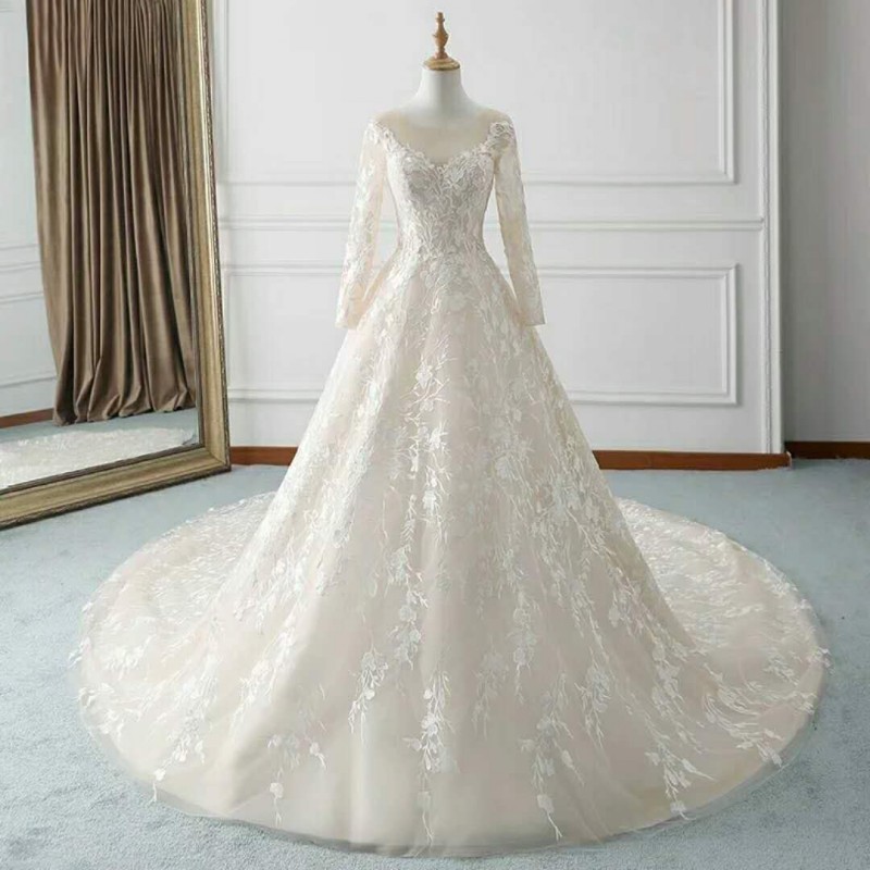 Luxury Wedding Dress, A Line Elegant Bridal Dresses, Lace Applique ...