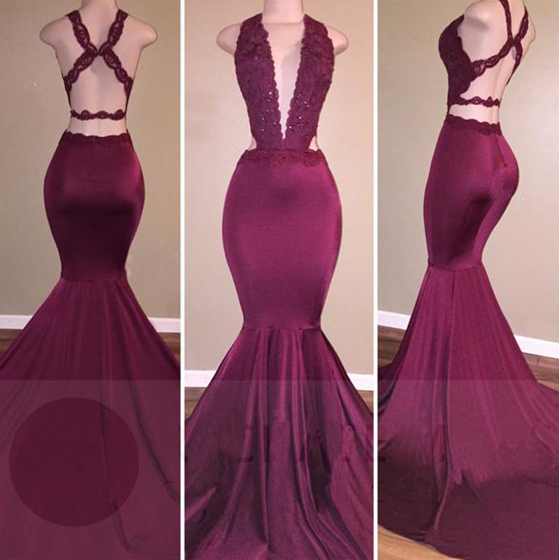 strappy open back prom dress
