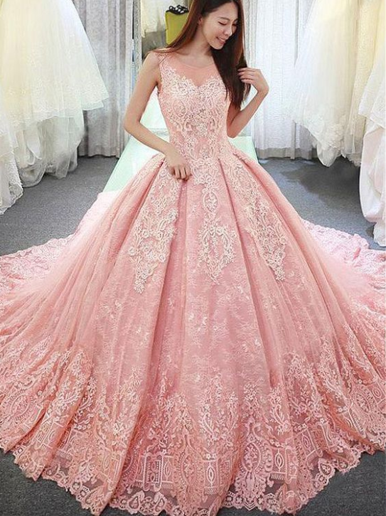 Amazing Jewel Half Sleeves Ball Gown Evening Dress with Lace Tulle Appliques main image 1