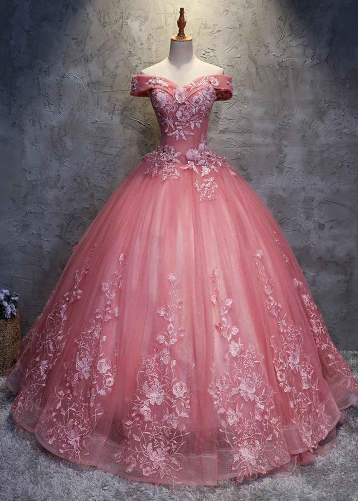 off the shoulder ball gowns