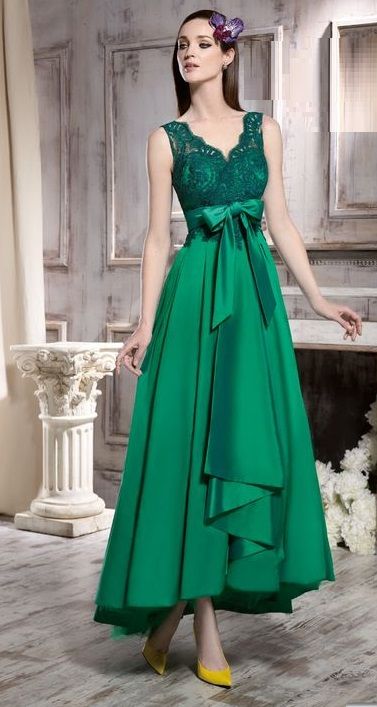 Dark Green High Low Dress