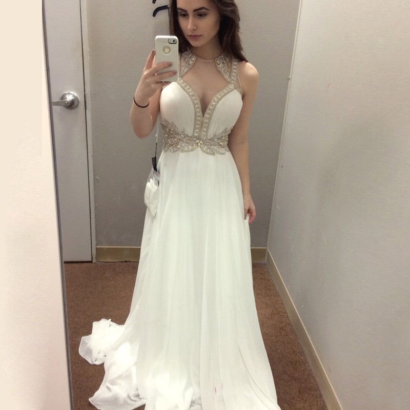 white prom dress with train