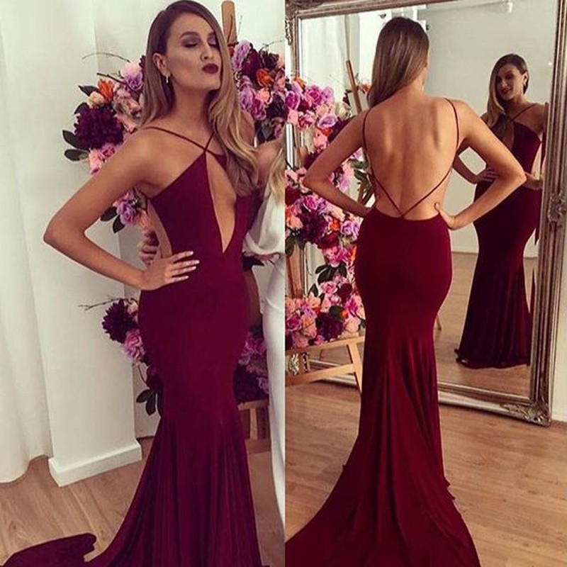 sexy burgundy prom dress