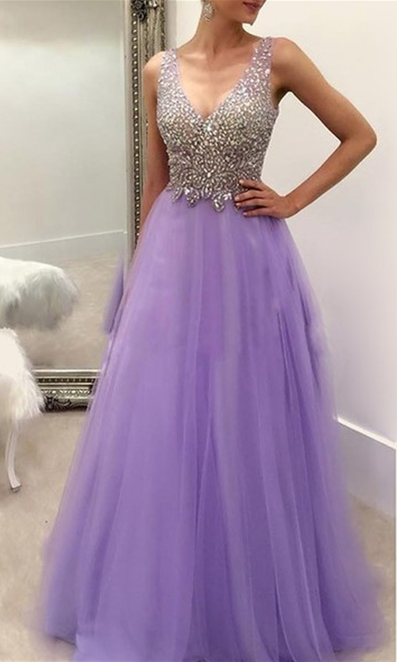 Formal Dress Lavender Long Prom Dresses Party Evening Dress