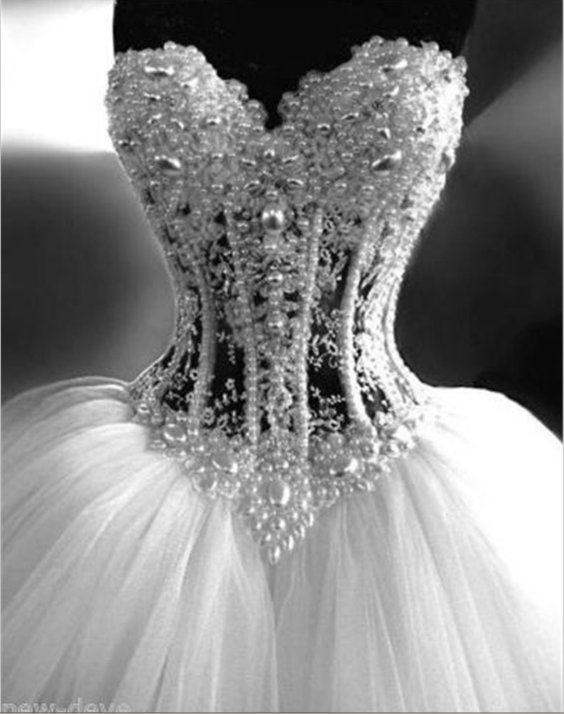 Wedding Dress Gorgeous White Pearl Rhinestone Sparkly Bridal Dress Ball Gown Wedding Dresses