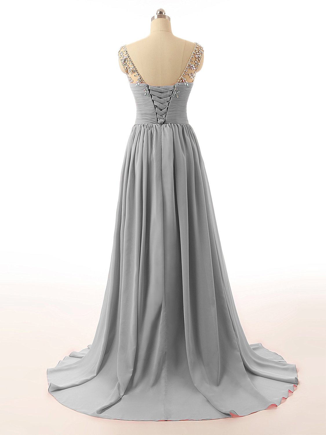 light grey evening gown