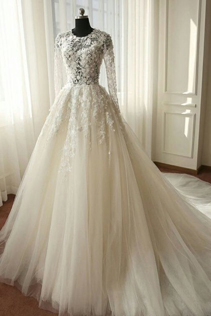 see through long sleeve wedding dress