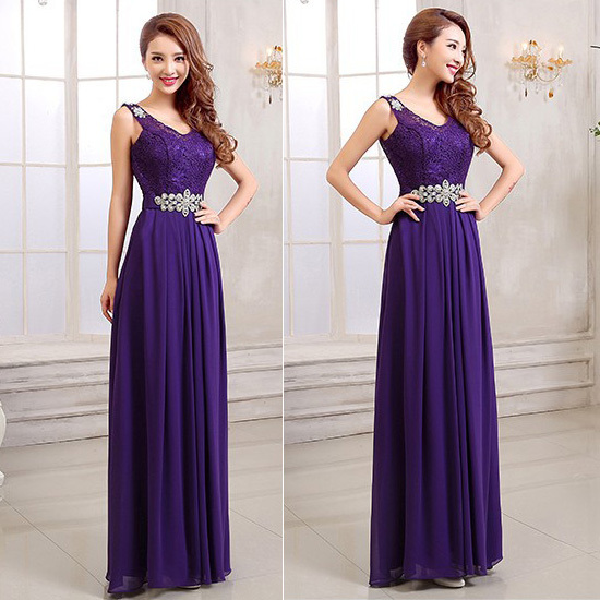 New Arrival Shoulder Straps V Neck A Line Lace And Chiffon