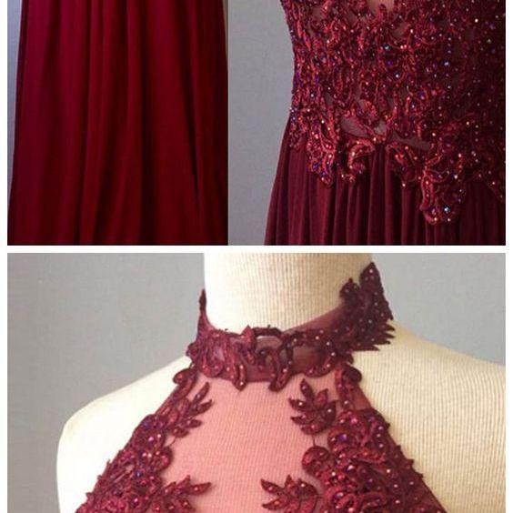 Prom Dress,Cute Dresses, Simple Chiffon Lace Prom Dresses,Long Prom