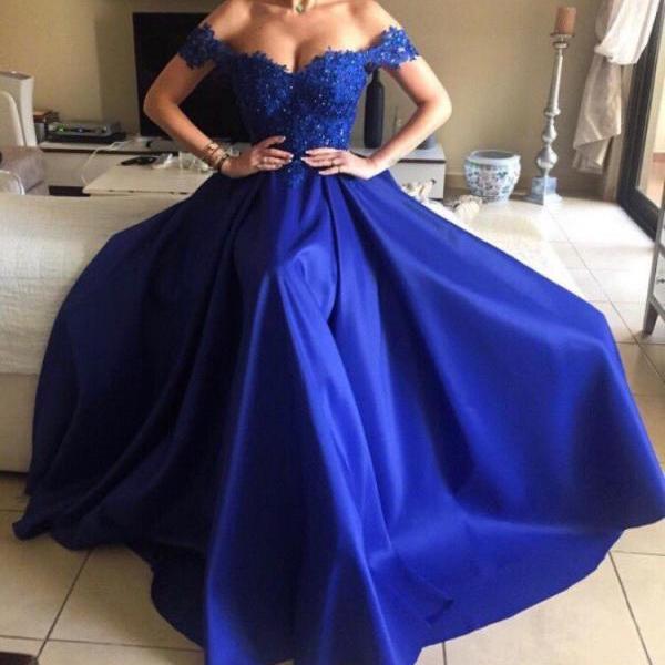 Royal Blue Prom Dress,satin Evening Gowns,long Prom Dresses,mermaid ...
