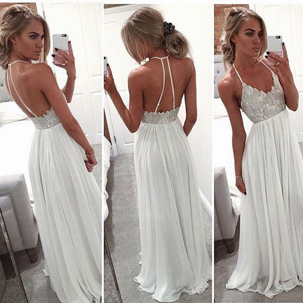 White Long Prom Dress,backless Long Formal Gown,evening Dress on Luulla