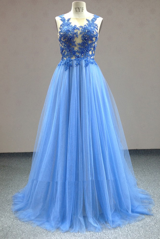 Long Elegant Prom Dress,evening Dresses See Through Top Evening Gowns ...