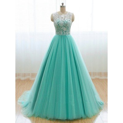 Mint Prom Dress,A-line Prom Dress,Tulle Prom Dress,A-line Prom Dress ...