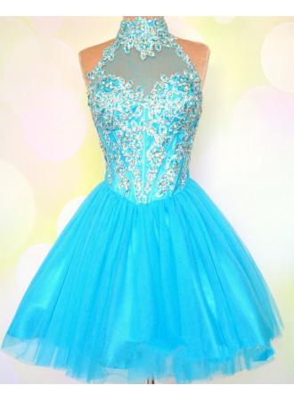 Blue Homecoming Dress,Homecoming Dresses,Blue Beading Homecoming Gowns ...